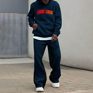 Custom Printed Acid Wash Distressed Embroidered Patch Lightweight 100% Cotton <b>Flared</b> Sweatpants Cropped Hoodie Sweatsuit Sets - Product Image 5