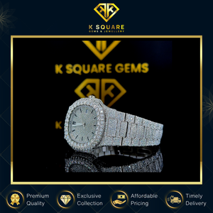 Nouvelle montre de luxe de qualité supérieure, résistante à l'eau, analogique, en acier inoxydable, à quartz automatique, avec bracelet en moissanite et diamants - Product Image 4