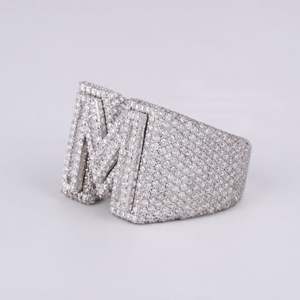 Round and baguette cut lab grown hip hop custom letter <b>ring</b> <b>for</b> <b>men</b> or women - Product Image 3