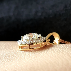 Pendentif chaîne halo solitaire en diamant de laboratoire de 1,2 ct, clarté VS, couleur EF, plaqué rhodium, or 14 carats, bijoux fins pour femmes - Product Image 3