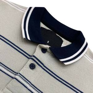 Venta caliente de los hombres para polos de algodón transpirable de talla grande diseño ajustado con mangas cortas a rayas estilo Casual al por mayor - Product Image 3