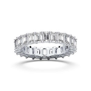 Anillo de compromiso de eternidad completa de diamante moissanita corte esmeralda de 5,00 quilates al por mayor OEM hecho anillos de plata de ley de oro sólido - Product Image 5