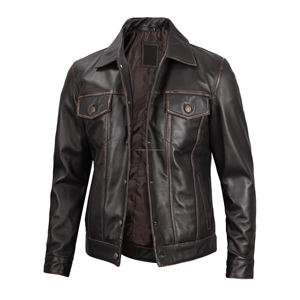 High Quality Customized Logo Leather Jacket Fashion Whole Selling Price Clothing Windproof Heavy Duty Leather Jacket for Men - Product Image 1