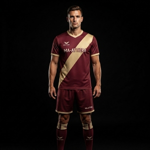 Uniforme de Fútbol para Hombre MA-ATTIERA, Personalizable, Color Granate y Dorado, Franja Diagonal, Impresión por Sublimación, Transpirable, Poliéster, Talla Adulto - Product Image 3