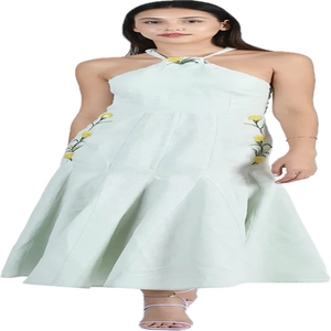 Kimono élégant personnalisé pour femme en lin/coton, imprimé cachemire, robe de plage décontractée, robe longue blanche à col polo et manches bouffantes - Product Image 1