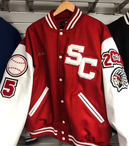 Veste universitaire en cuir courte style bomber de baseball avec patchs brodés en chenille pour hommes, vente en gros du fabricant - Product Image 4