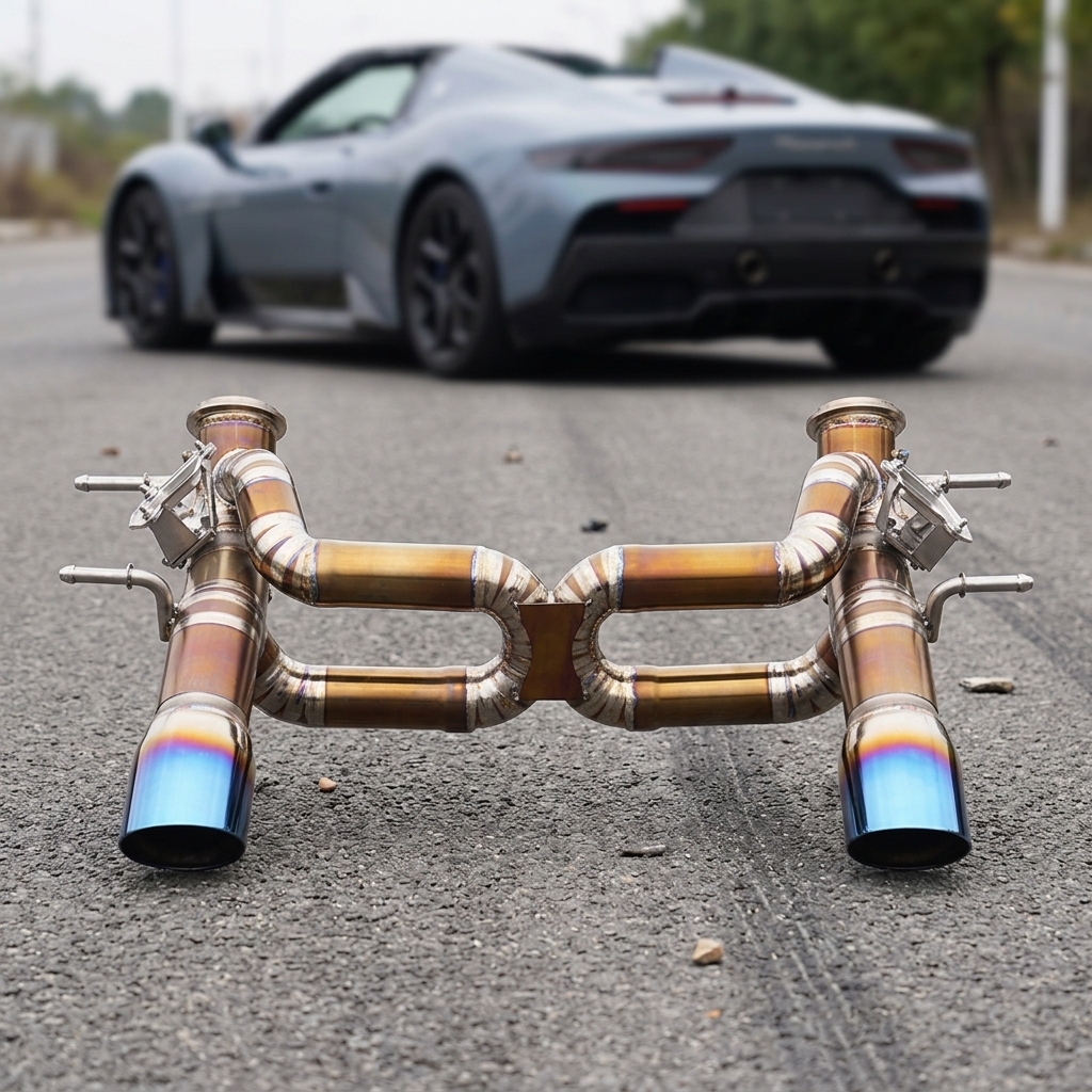 VantaFlow Golden Burnt Catback Exhaust System With OEM Valve Control for Maserati MC20 3.0T V6 2021-2026