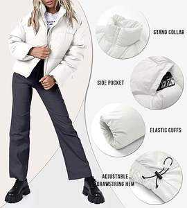 Chaqueta acolchada recortada de invierno para mujer con estilo, abrigo corto ligero con bolsillos, mayorista y producto de fabricante - Product Image 5