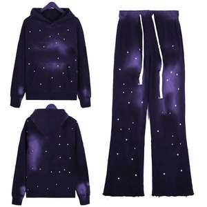 เสื้อฮู้ด OEM พลอยเทียมพร้อมโลโก้ที่กำหนดเองรวมถึงกางเกงหรือชุดวอร์มเป็นชุดเต็มตัว - Product Image 5