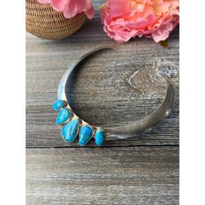 Collier ras du cou en turquoise et argent sterling Larry Kaye Kingman - Product Image 3