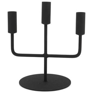 Décoration de maison texte noir mat enduit de poudre 3 bras bougeoir et support candélabre en fer fait à la main personnalisé - Product Image 1