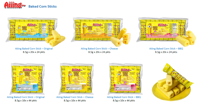 Aiiing Bâtonnets de maïs au four Saveur de fromage 8.5g x 20s x 24 pkts Halal Fabriqué en Malaisie Cuit au four sans gras trans sans cholestérol Végétarien
