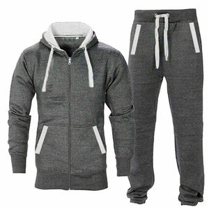 Ensemble de survêtement en coton pour homme avec impression bouffante en relief, sweat à capuche en molleton à motif solide, bas de gymnastique pour la saison d'hiver - Product Image 3