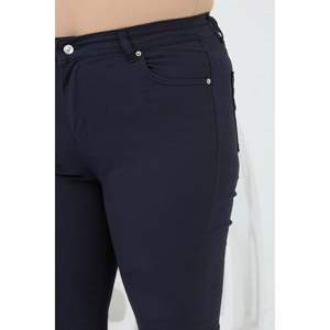 RMG Plus Size Navy Blue Cotton Blend Flare Leg <b>Pants</b> for Women - Comfortable, Breathable <b>Boot</b> Cut Trousers - Product Image 3