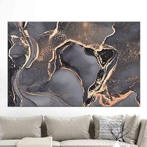 Impression sur toile de vitrail moderne : élégante œuvre d'art en marbre gris et doré, toile encollée - Product Image 1