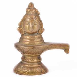 Estatua de latón indio hecho a mano para decoración del hogar, escultura de Mukha Linga antigua de Shiva, artículos de regalo, tamaño: 10x7 cm SBF-186 - Product Image 2