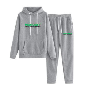Conjunto de Sudadera con capucha y pantalones de invierno respetuosos con el medio ambiente de alta calidad, conjunto de chándal unisex de forro polar de algodón/nailon con logotipo personalizado - Product Image 2