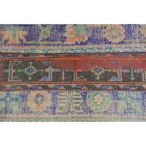 Alfombra Turca Rústica Vintage Roja y Azul de 18x4 pies, Alfombra Grande de Lana Ecológica de 9x12 Rectangular, Alfombra de Retazos para Entrada y Pasillo, Látex - Product Image 5