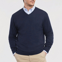 Maßgeschneiderter Herren-Winterpullover Warm Bequem 100% Baumwolle V-Ausschnitt Pullover mit Knopfverzierung Langer Lässiger Langlebiger Pullover aus BD