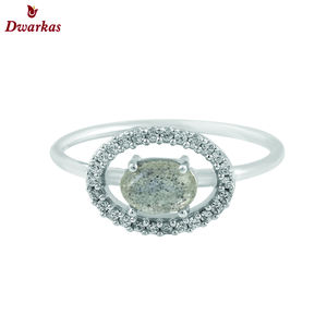 เครื่องประดับที่ดีหรูหรา925เงินสเตอร์ลิงลาบราดอไรต์หลาย CZ แหวนรัศมีอัญมณีสำหรับผู้หญิงแหวนแต่งงาน - Product Image 2