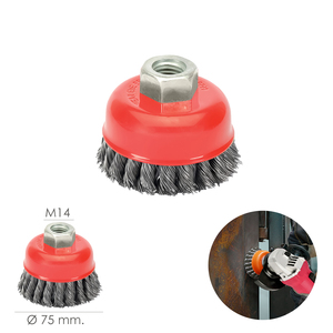 Spazzola a tazza in acciaio intrecciato Ø 75 mm. Filettatura M14 / Filo O/ 0,50 mm. - Product Image 2