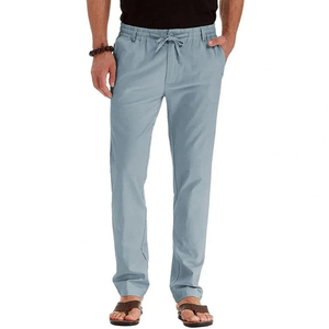 Pantalones de chándal informales rectos de algodón 100% de alta calidad para hombre, pantalones elásticos de cintura media - Product Image 2