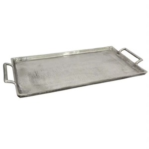 High Quality Handcrafted Aluminium Industrial Rectangle Serving <b>Tray</b> Gold Decorative Hammered Design Diwali Customized Food - Product Image 4