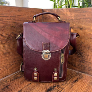 Nouveau sac à bandoulière en cuir véritable avec plusieurs compartiments et support pour téléphone portable sac à bandoulière en cuir cousu à la main pour unisexe - Product Image 2