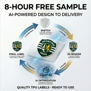 Emblemas Metálicos 3D TPU de Alta Frequência HMJ com Efeito Elevado Dourado para Roupas - Patches de Transferência - Fabricante - Product Image 6