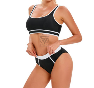 Custom One-piece Solid Brazilian Swimwear Set Women's Beachwear Sexy Deep V Neck Micro Bra Spandex/Polyester 1 Piece - Product Image 4