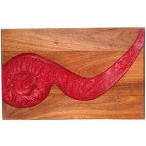 Tabla de servir de madera con mango en forma de cuerno con resina azul rellena tabla de cortar de alta calidad diseño de tendencia Venta caliente - Product Image 5