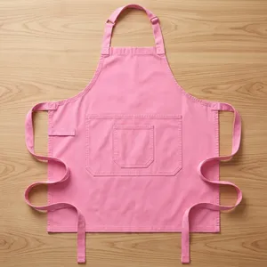 Pink Canvas <b>Bib</b> <b>Apron</b> with Front Pocket Fashionable Water Resistant Machine Washable Daily Cleaning Supplies Simple Style - Product Image 1