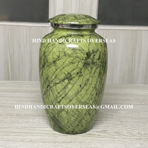 Nouvelle arrivée métal artisanat crémation urne vert et blanc imprimé Design pour les cendres humaines mémorial cendres urne de stockage - Product Image 4