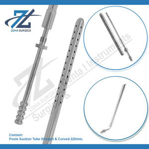 Tube d'aspiration Poole incurvé 220mm Instruments chirurgicaux universels en acier inoxydable fabricant Pakistan Instruments chirurgicaux de base - Product Image 3