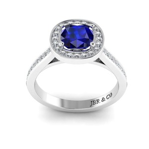 Meilleure vente Bague de fiançailles Halo en argent 925 plaqué or diamant saphir bleu taille coussin pour femmes au prix de gros - Product Image 2