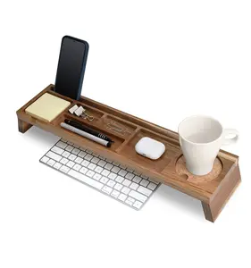 Penyusun meja kayu alami-kompartemen banyak kayu Organizer untuk rumah kantor cubile aksesori Caddy meja untuk Desktop