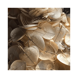 Ventilateur à main en bambou d'usine/ventilateur en feuille de palmier pour événement de fête d'été mariage prêt à expédier - Product Image 5