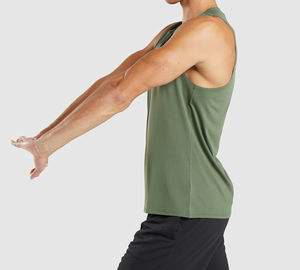 Camiseta sin mangas con estampado de logotipo de alta calidad cómoda de marca propia, camisetas sin mangas transpirables de moda de Color personalizado para Fitness - Product Image 3