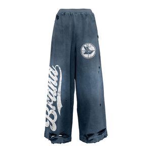 Pantalones de chándal de algodón de rizo francés unisex personalizados pantalones de chándal desgastados y diamantes de imitación de gran tamaño para hombres - Product Image 6