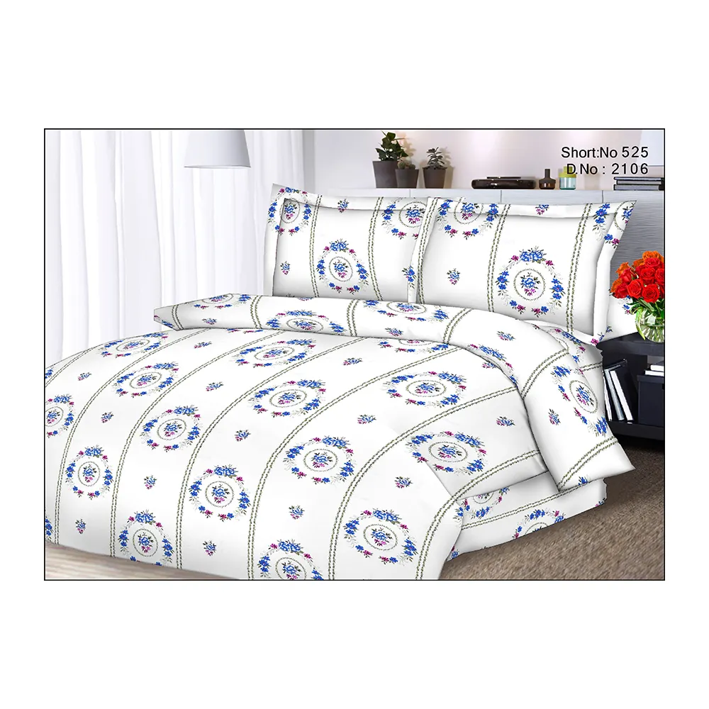 Hotel Luxury Classic Floral Design Super King Size Indian White Bedsheet With Wedding Quilt Cover Wholesaler