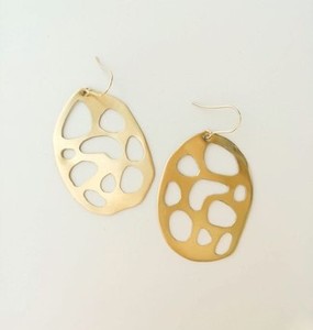 Pendientes dorados Latón Pendientes de gota hechos a mano Metal Oro de moda Accesorios de joyería de moda - Product Image 4