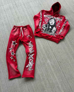 ชุดวอร์มสองชิ้นมีฮู้ดและกางเกงจ็อกเกอร์สำหรับผู้ชายเสื้อผ้าพิมพ์ลายตัวอักษรสำหรับแฟชั่นแนวสตรีท - Product Image 2