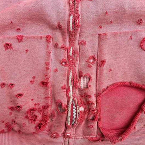 Sweat à capuche personnalisé de haute qualité avec applique zippée découpée et cousue avec broderie abîmée - Product Image 3