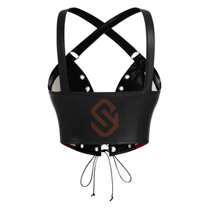 Top corto de cuero para Cosplay para mujer, Top corto de cuero de Halloween con temática de Joker con estilo de oveja Real para disfraz de Joker - Product Image 2