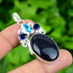 Bijoux pendentif classiques pour femmes, style bohème en argent, bijoux en argent sterling 925, pierre précieuse en pierre de soleil, pendentif fait à la main, cadeau pour femme - Product Image 3