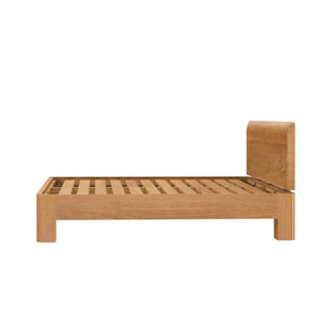 Lit plateforme minimaliste en teck massif avec sommier à lattes, mobilier de chambre à coucher moderne en bois pour la maison et la villa - Product Image 6