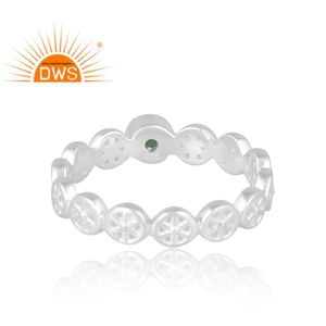 Nuevo diseño de tendencia Anillo de piedras preciosas de Esmeralda natural de Plata de Ley 925 Joyería personalizada para mujeres Regalo para ella - Product Image 2