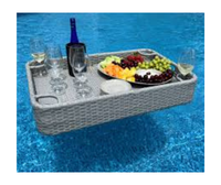 Panier de petit-déjeuner flottant de qualité supérieure plateau de service de piscine en rotin fait à la main