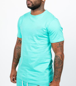 Camiseta deportiva de manga corta con estampado de transferencia de sublimación sólida de algodón personalizado de alta calidad para hombre - Product Image 3