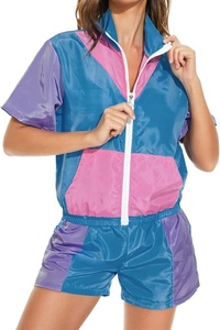 Ensemble de survêtement d'extérieur respirant pour femme, veste coupe-vent courte zippée en nylon et short, collection 2026 - Product Image 3